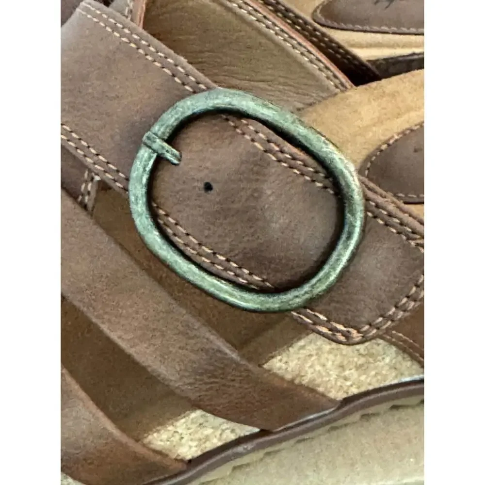 New Eurosoft by Sofft Brown Wedge Sandals Women's 8.5